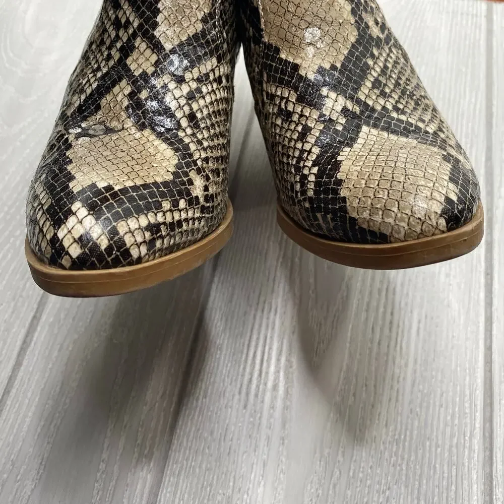 Altar'd State Women's Brynn Snake Print Faux Leather Slip On Boots Size 7.5